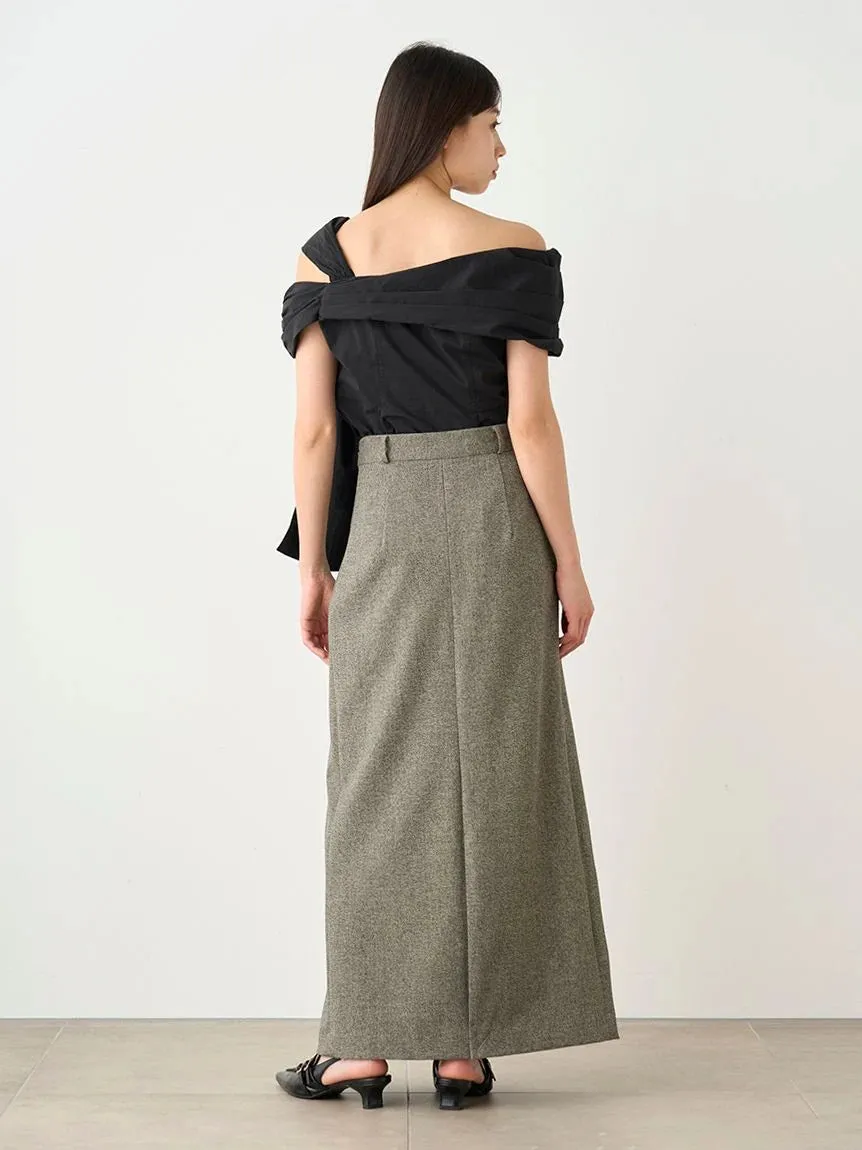Front Slit High-Waist Wrap Skirt