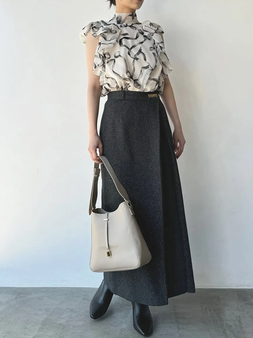 Front Slit High-Waist Wrap Skirt