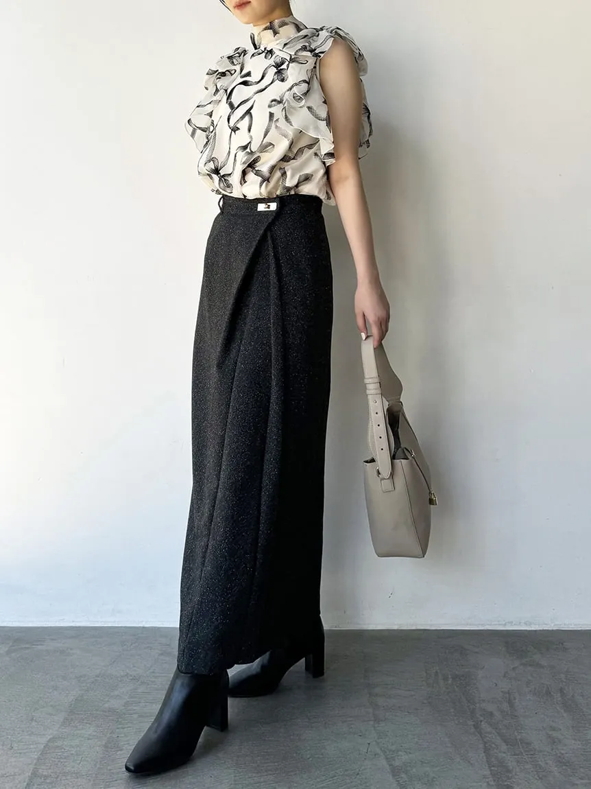 Front Slit High-Waist Wrap Skirt