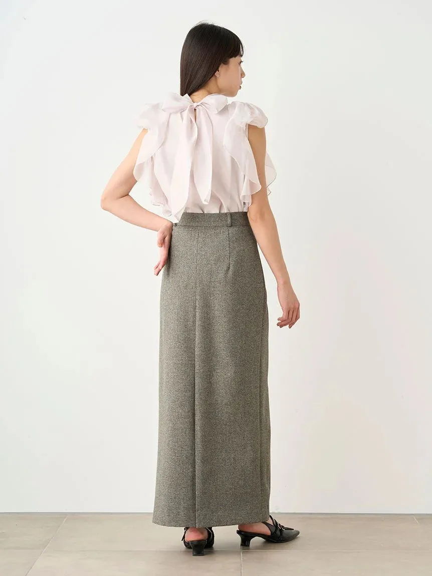 Front Slit High-Waist Wrap Skirt