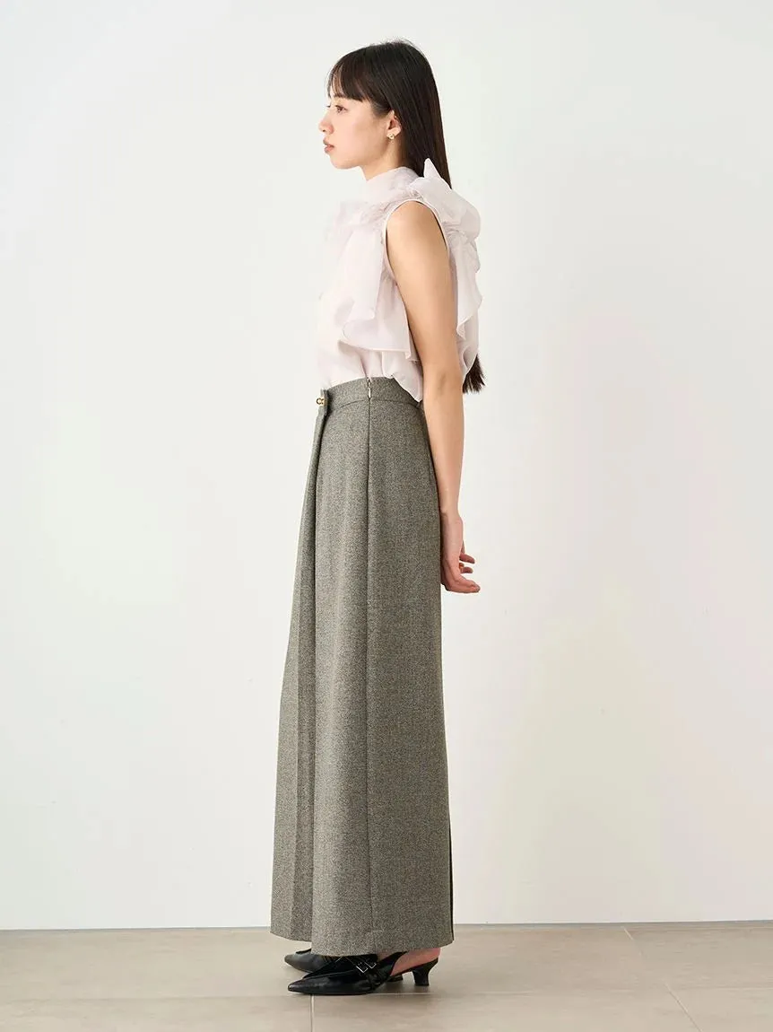 Front Slit High-Waist Wrap Skirt