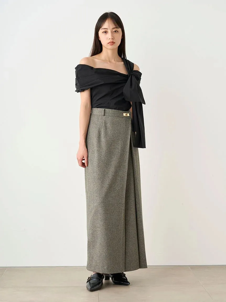 Front Slit High-Waist Wrap Skirt