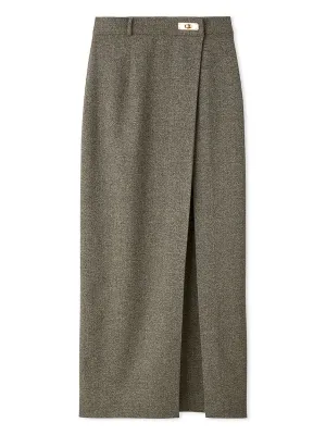 Front Slit High-Waist Wrap Skirt