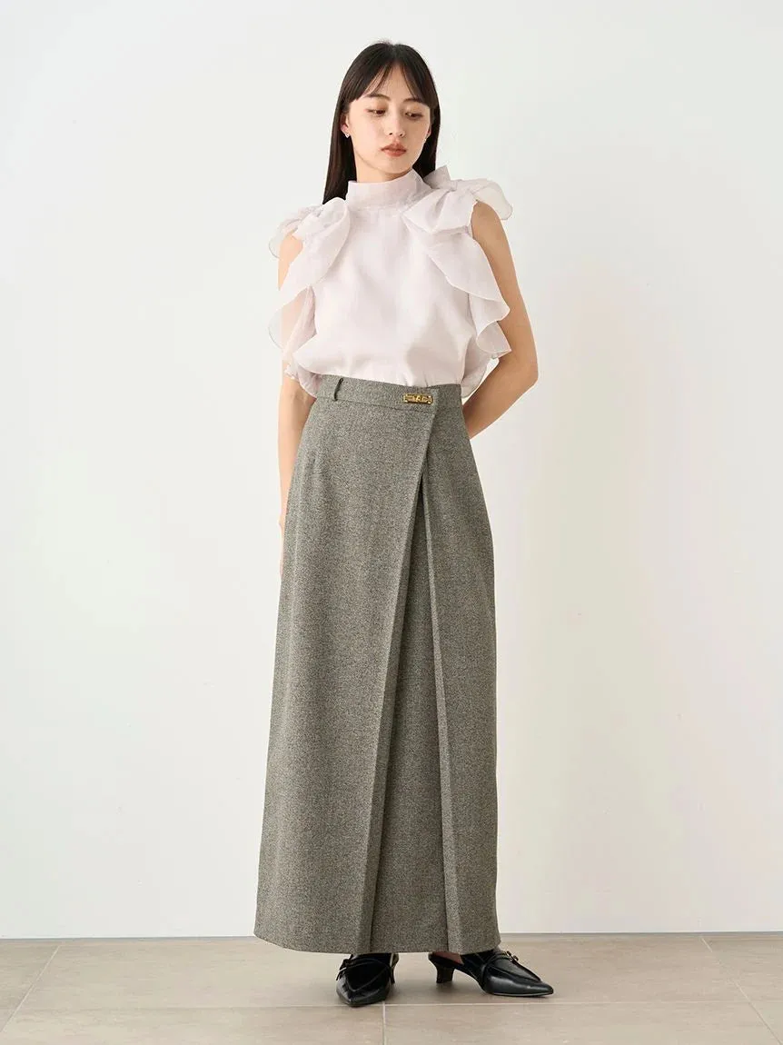 Front Slit High-Waist Wrap Skirt