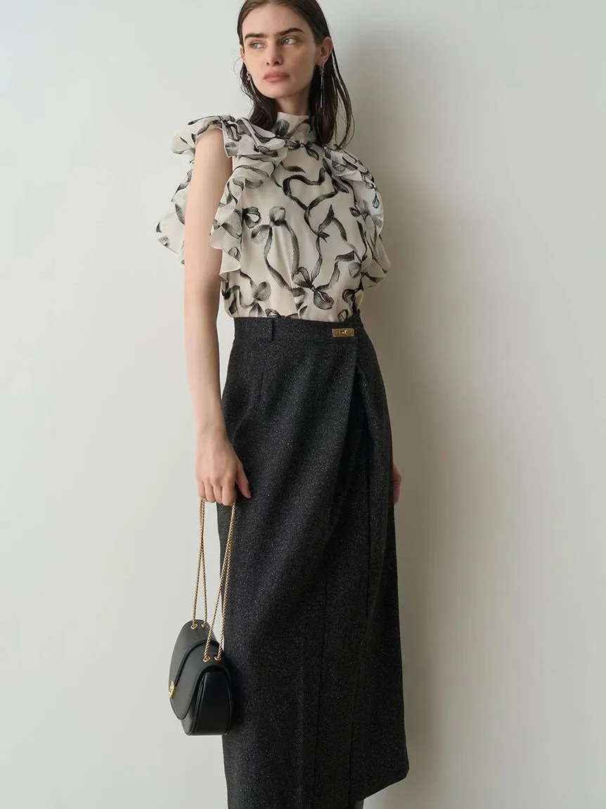 Front Slit High-Waist Wrap Skirt