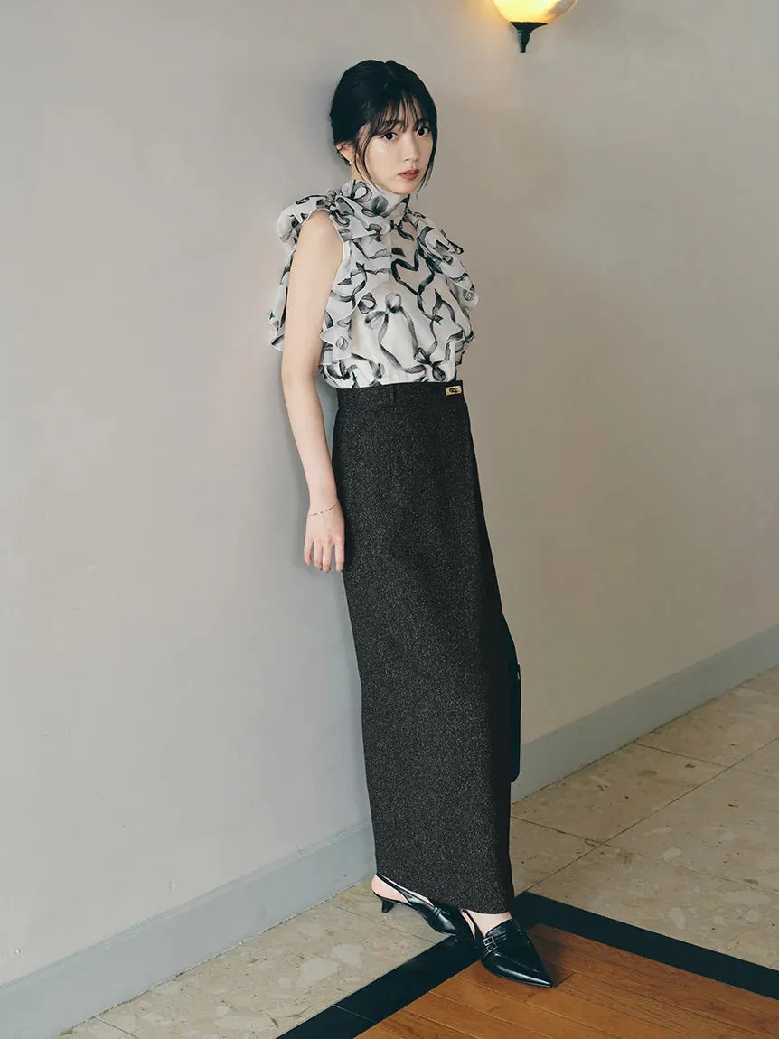 Front Slit High-Waist Wrap Skirt