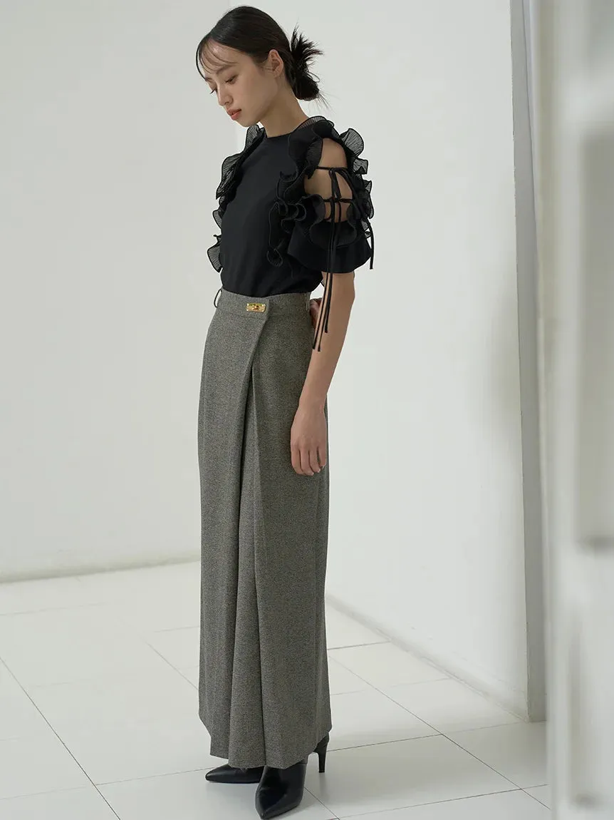 Front Slit High-Waist Wrap Skirt