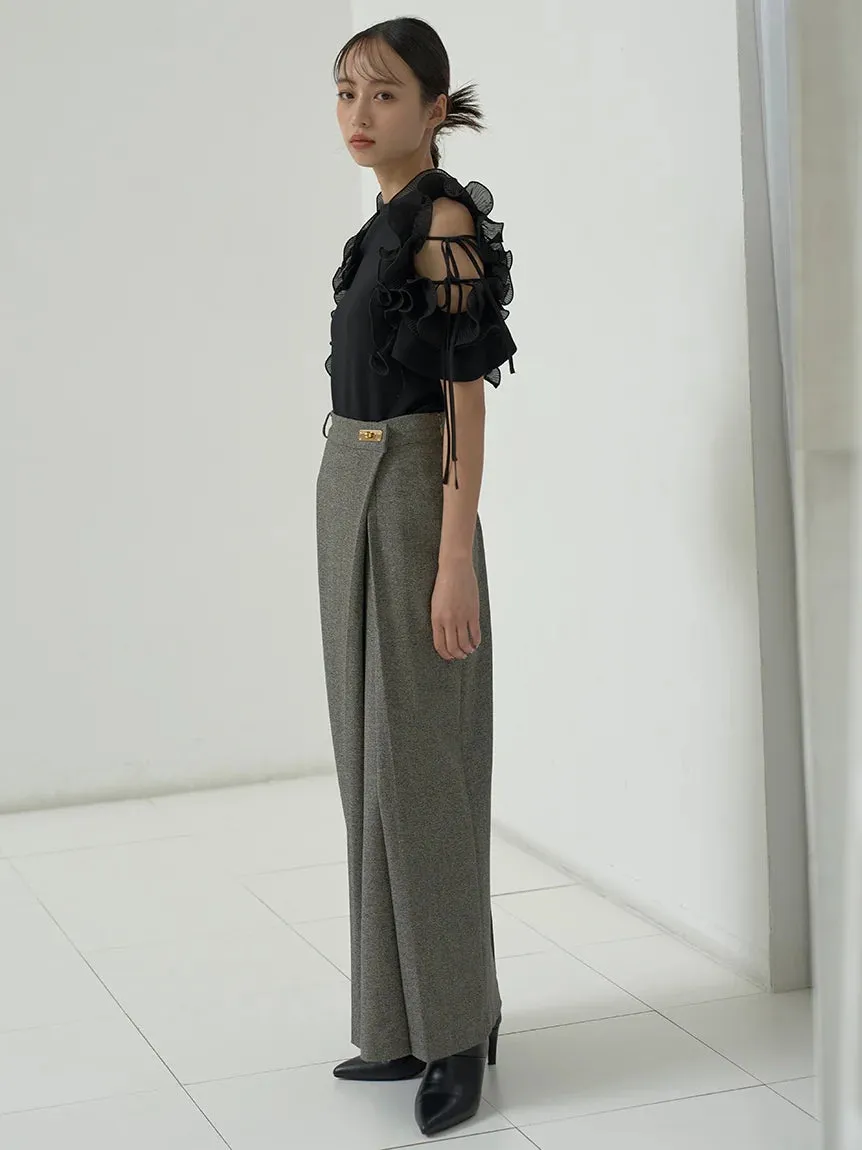 Front Slit High-Waist Wrap Skirt