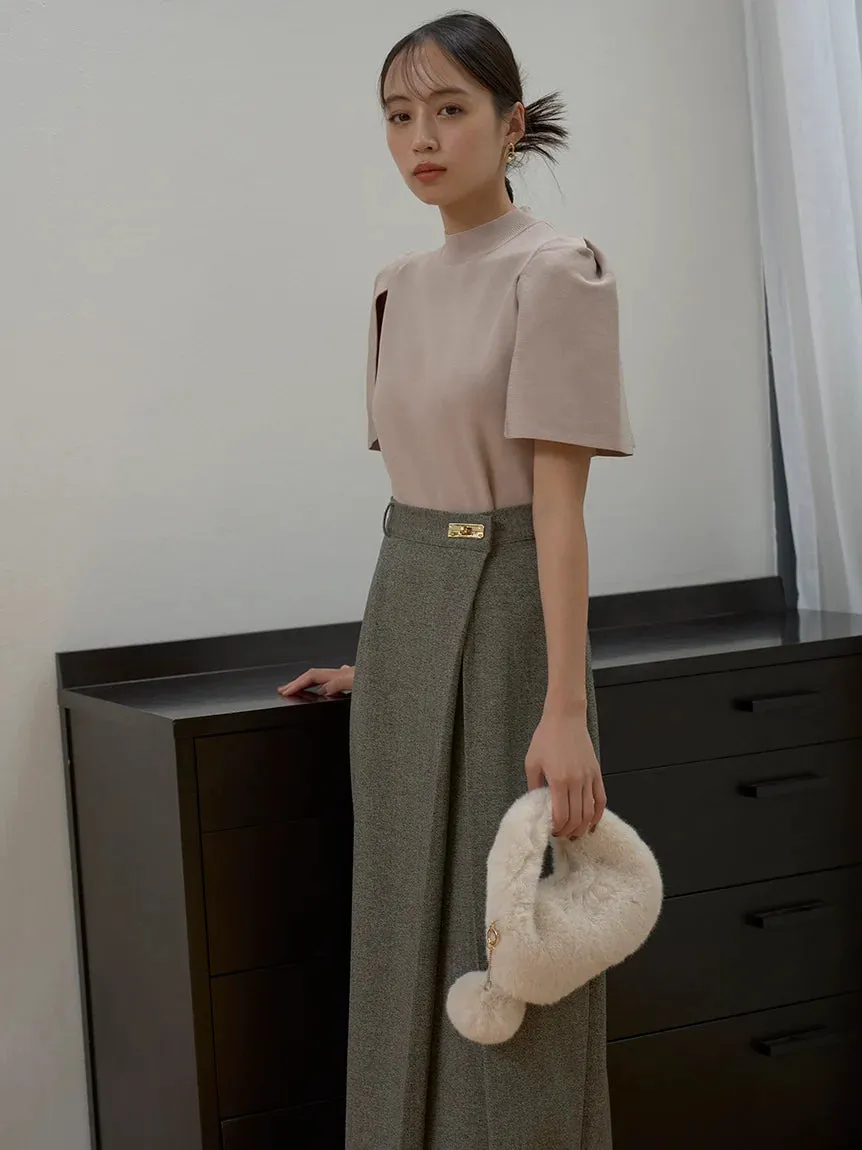 Front Slit High-Waist Wrap Skirt