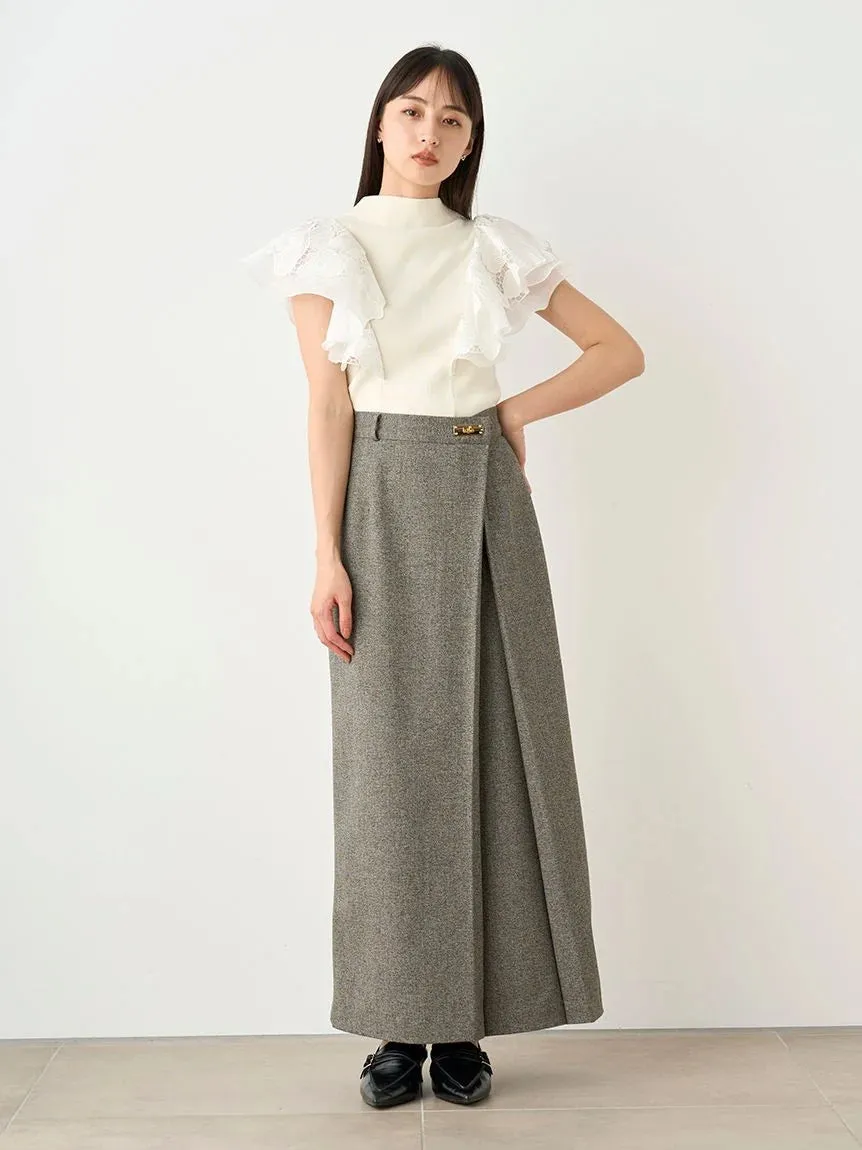 Front Slit High-Waist Wrap Skirt