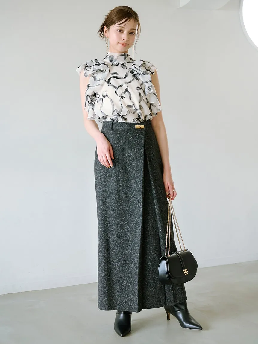 Front Slit High-Waist Wrap Skirt