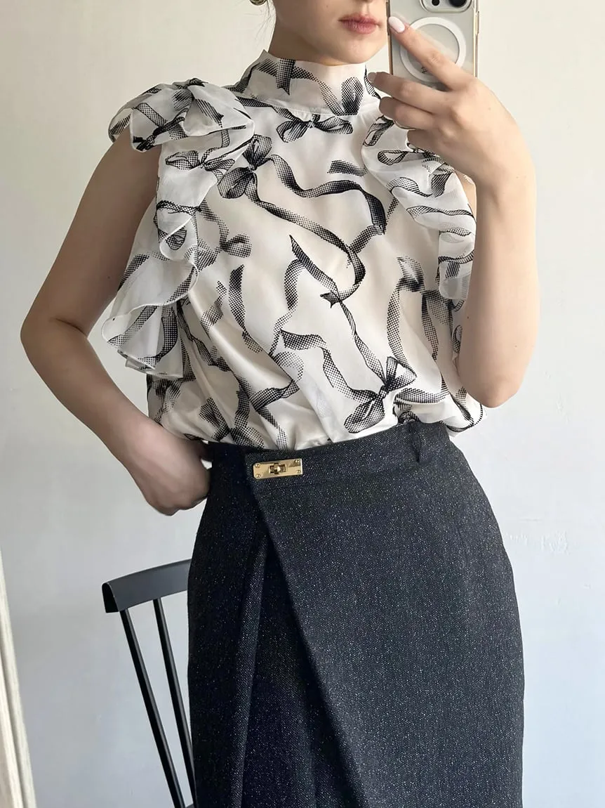 Front Slit High-Waist Wrap Skirt