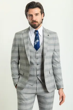 Gray Blue 3-Piece Suit