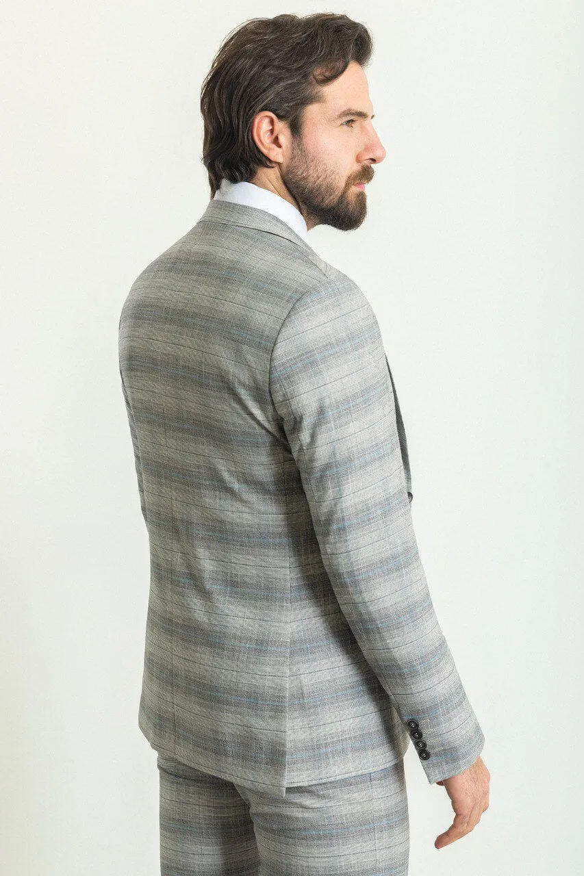 Gray Blue 3-Piece Suit