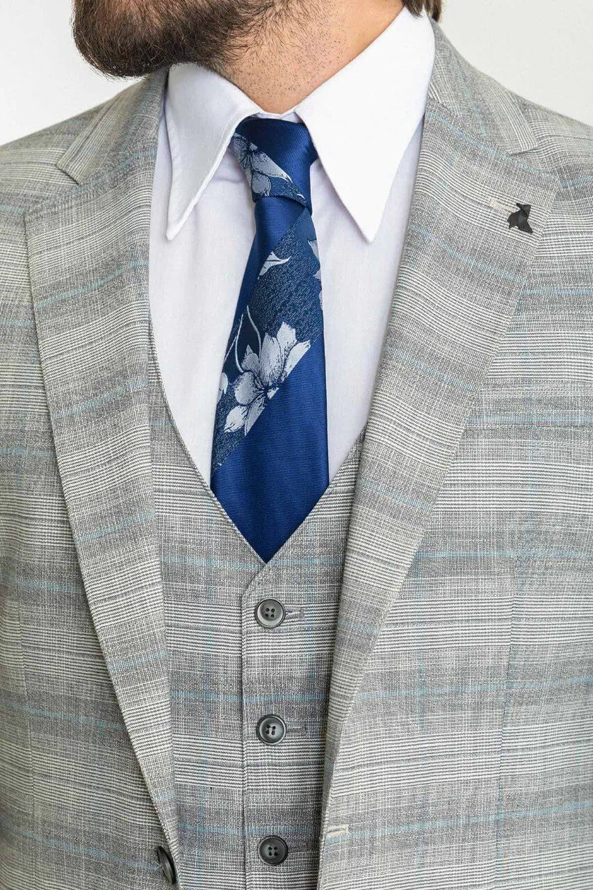 Gray Blue 3-Piece Suit