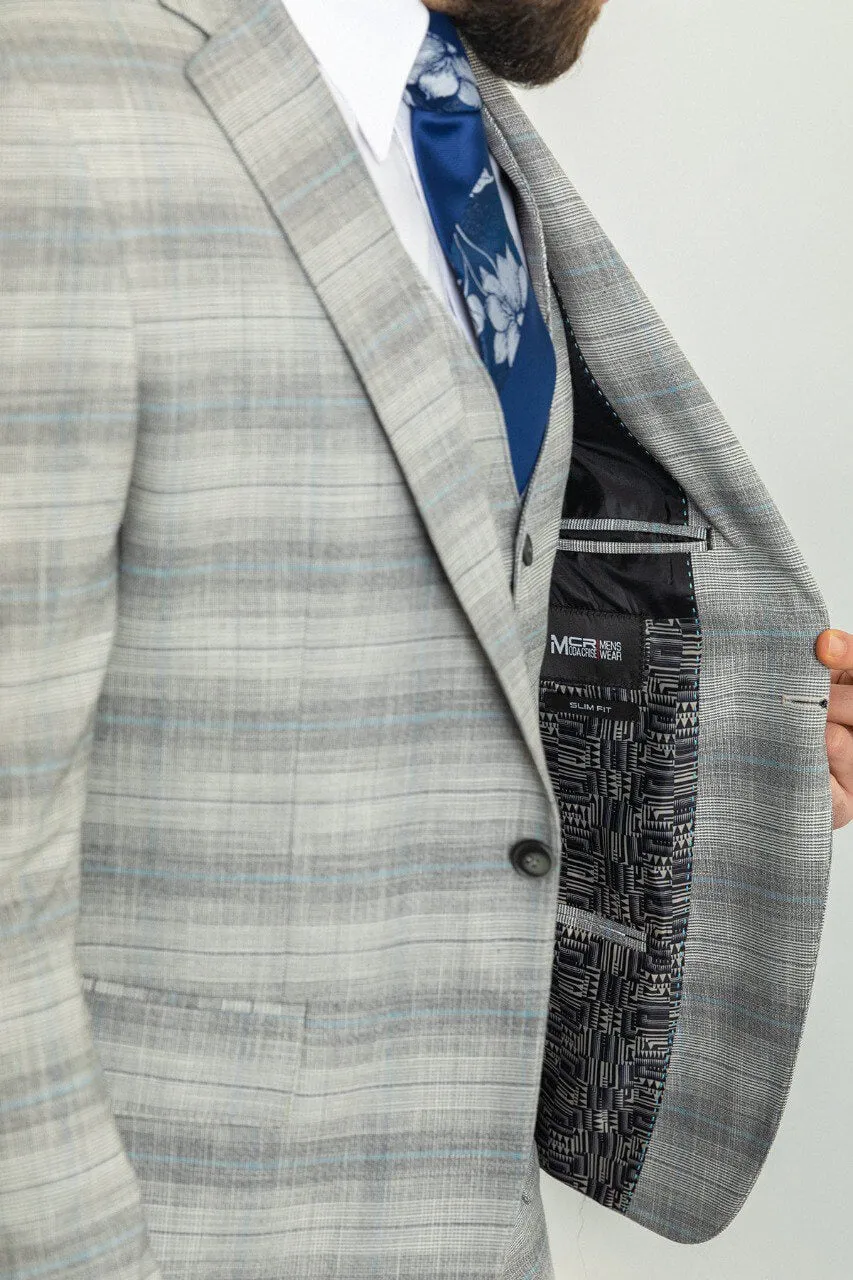 Gray Blue 3-Piece Suit