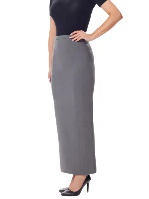 Grey Ankle Length Plus Size Back Split Maxi Skirt