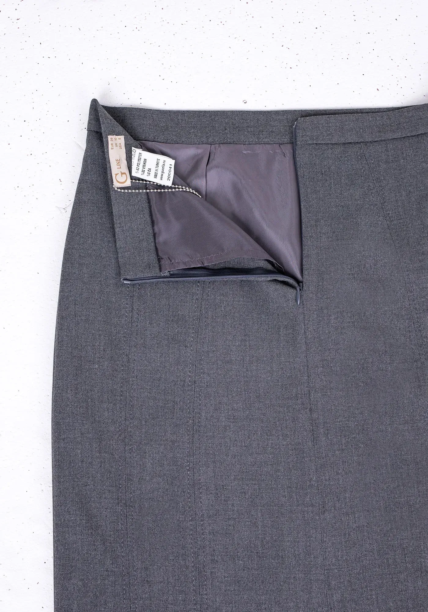 Grey Ankle Length Plus Size Back Split Maxi Skirt
