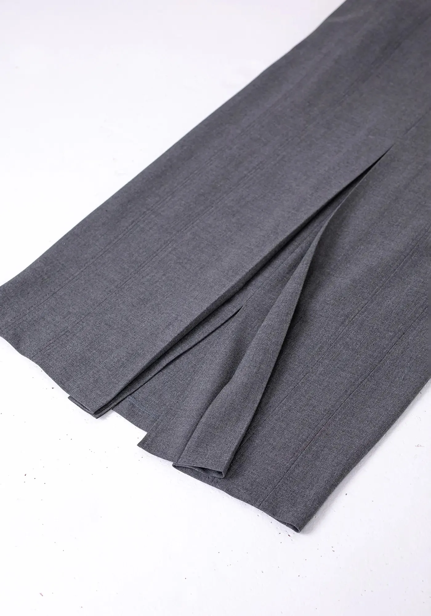Grey Ankle Length Plus Size Back Split Maxi Skirt