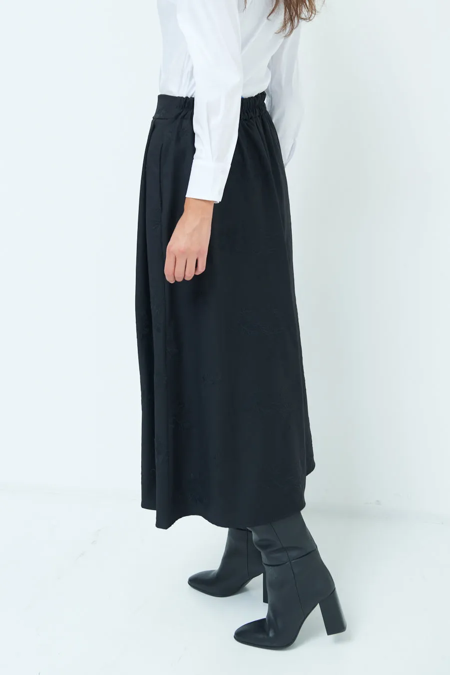 High-waisted flared midi skirt wholesale