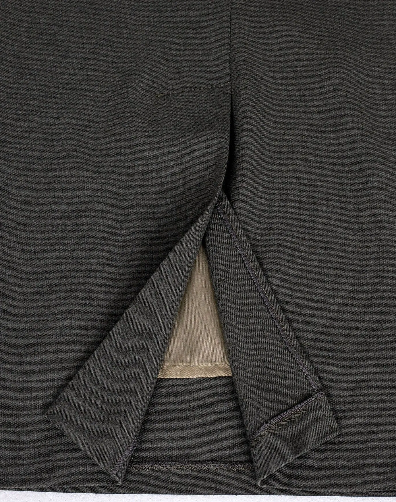 Khaki Back Vented Midi Pencil Skirt