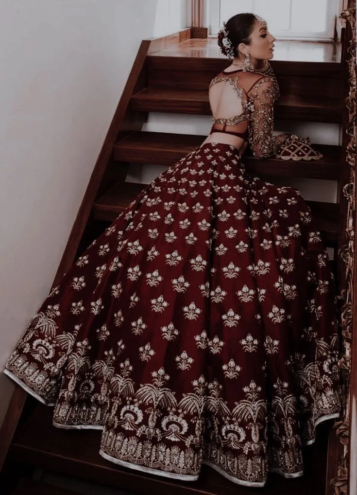 Maroon Heavy Wedding Lehenga Choli