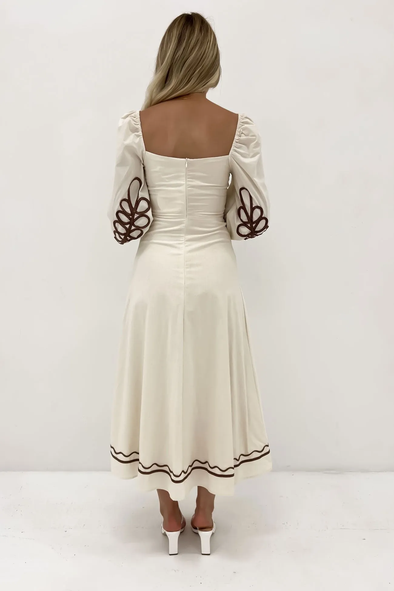 Molly Midi Dress Beige Brown