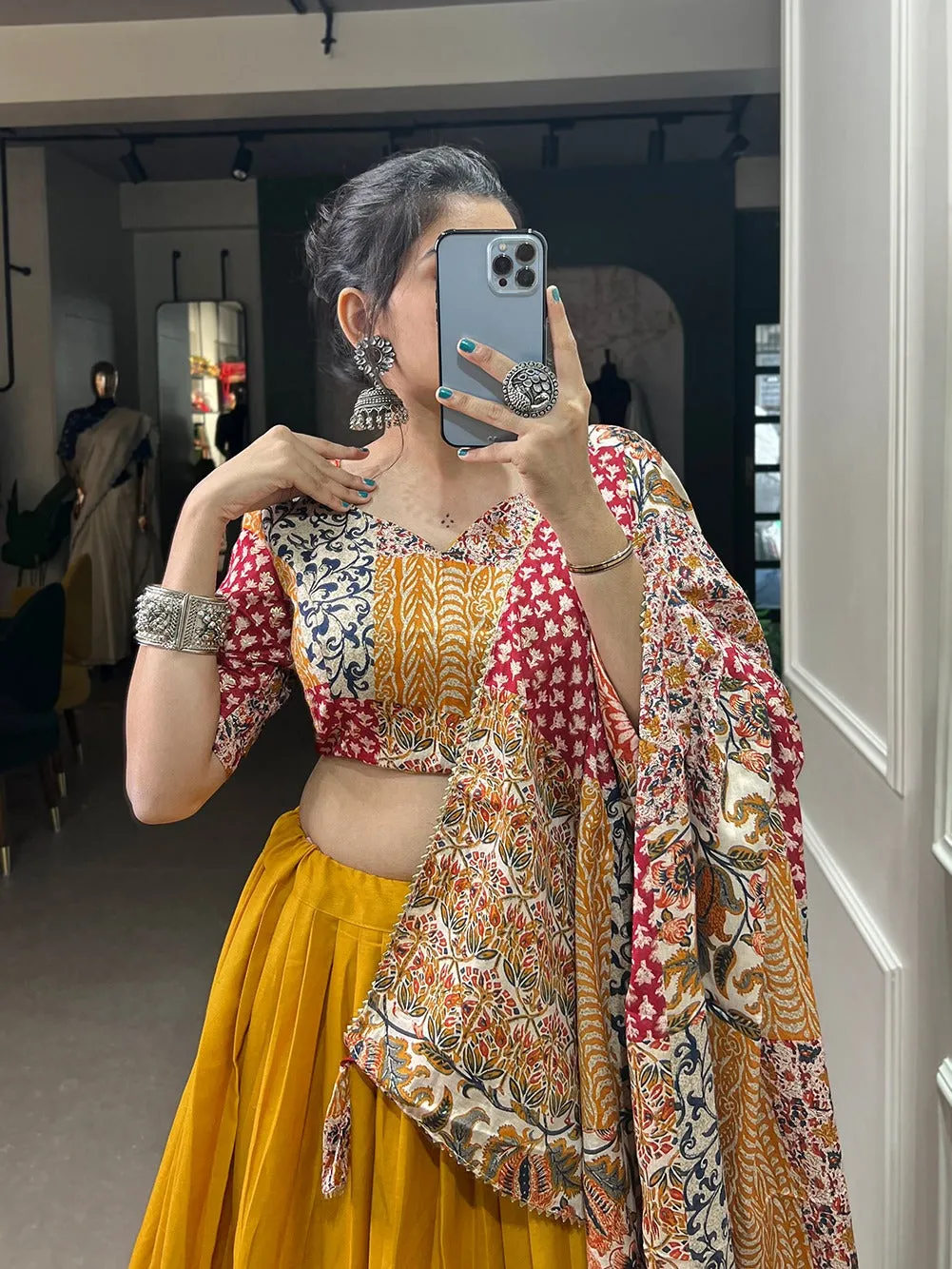 Mustard Color Pure Cotton Lehenga Choli