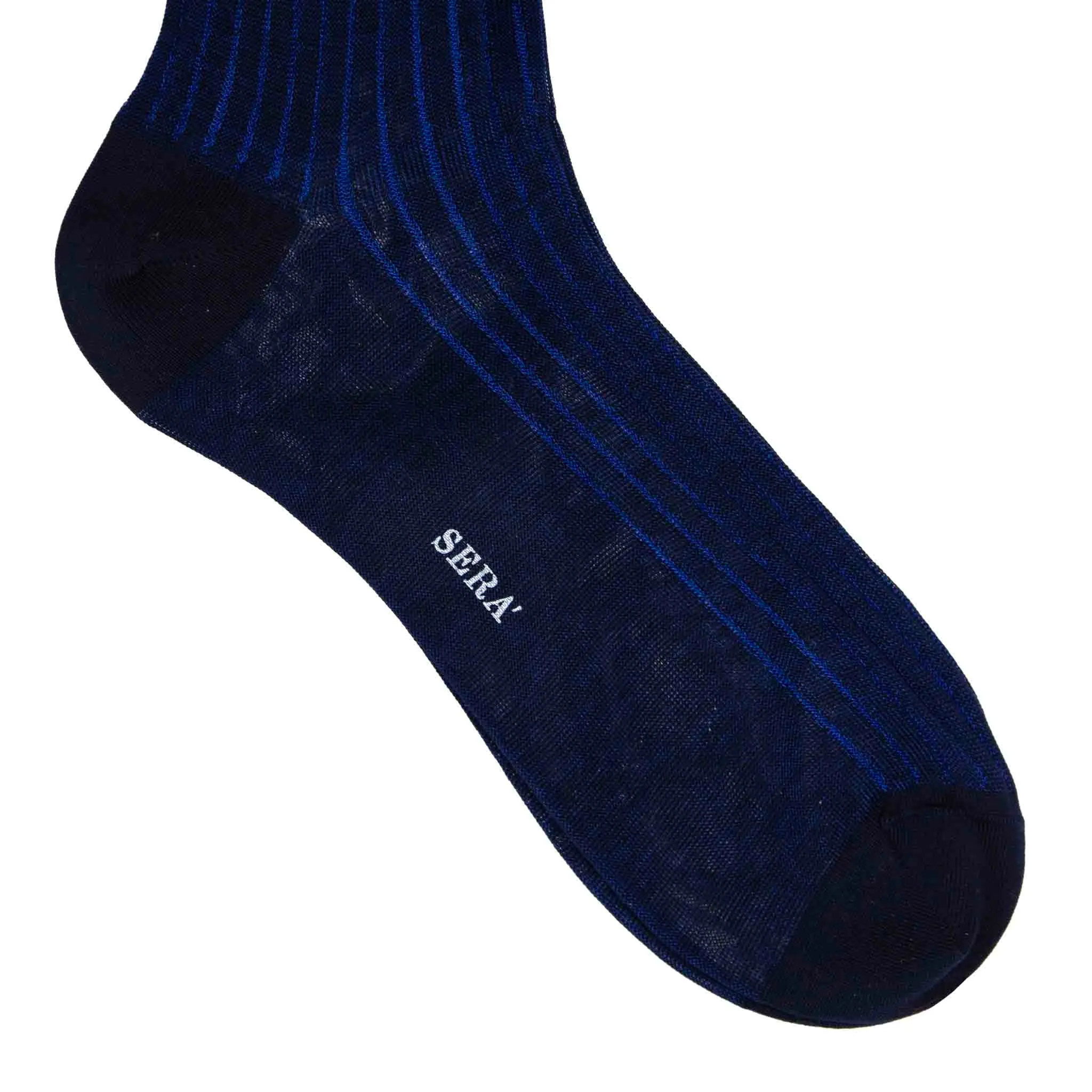 Navy & Royal Blue Ribbed Cotton Socks