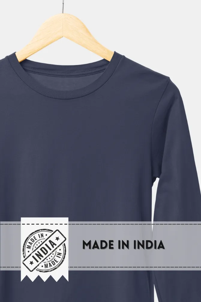 Navy Blue Full Sleeve T-shirt for women