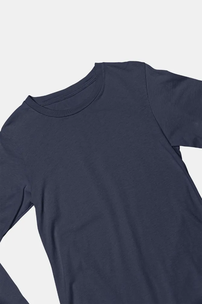 Navy Blue Full Sleeve T-shirt for women