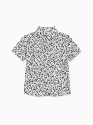 Navy Floral Francisco Linen Mix Boy Shirt