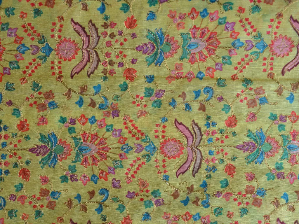 Precut of 1.7 Meter Light Yellow Traditional Digital Print Heavy Zari Embroidered Mulberry Silk Fabric
