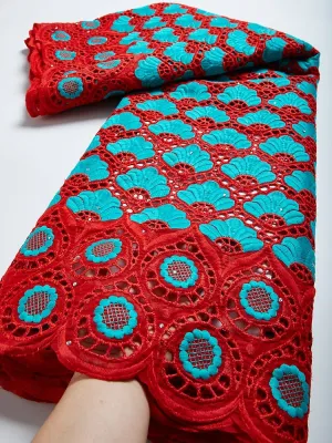 Pure Cotton African Lace Fabric with Stones Embroidery - High Quality Voile Lace for Sewing Clothes
