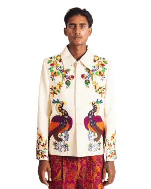 "PAINTED BIRD" SILK JACKET