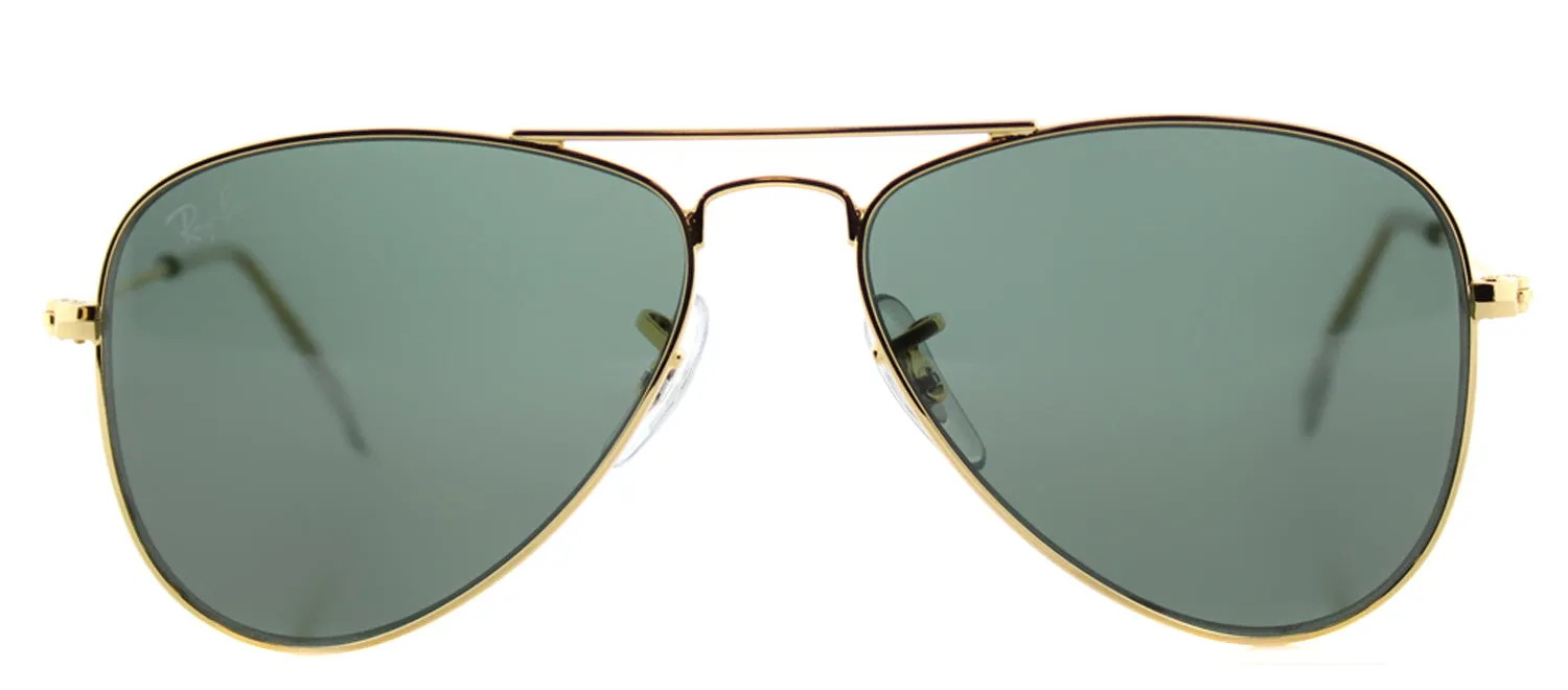 Ray-Ban Junior Aviator Junior Jr RJ 9506 223/71 Aviator Metal Gold Eyeglasses with Green Lens