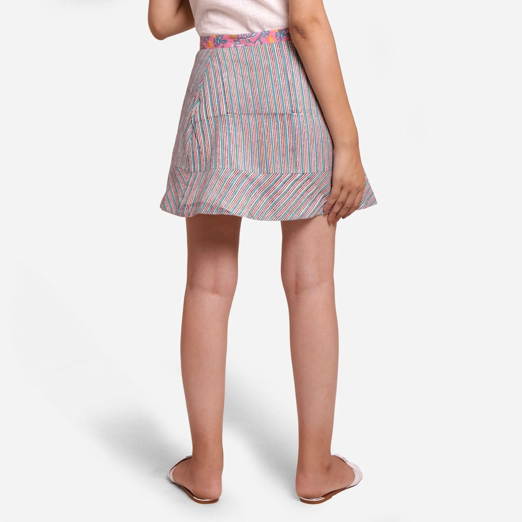 Reversible Block Print Cotton Mini Wrap Skirt