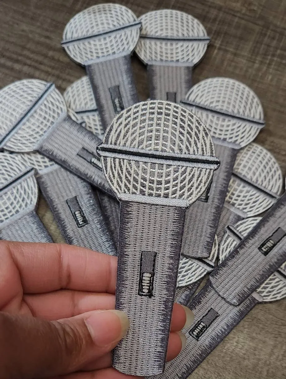 Rock the Mic with our 100% Embroidered Iron-On "Microphone Patch", Size 4.5" Music Lovers Patch, DIY Patch for Jackets, Hats, Crocs, & More