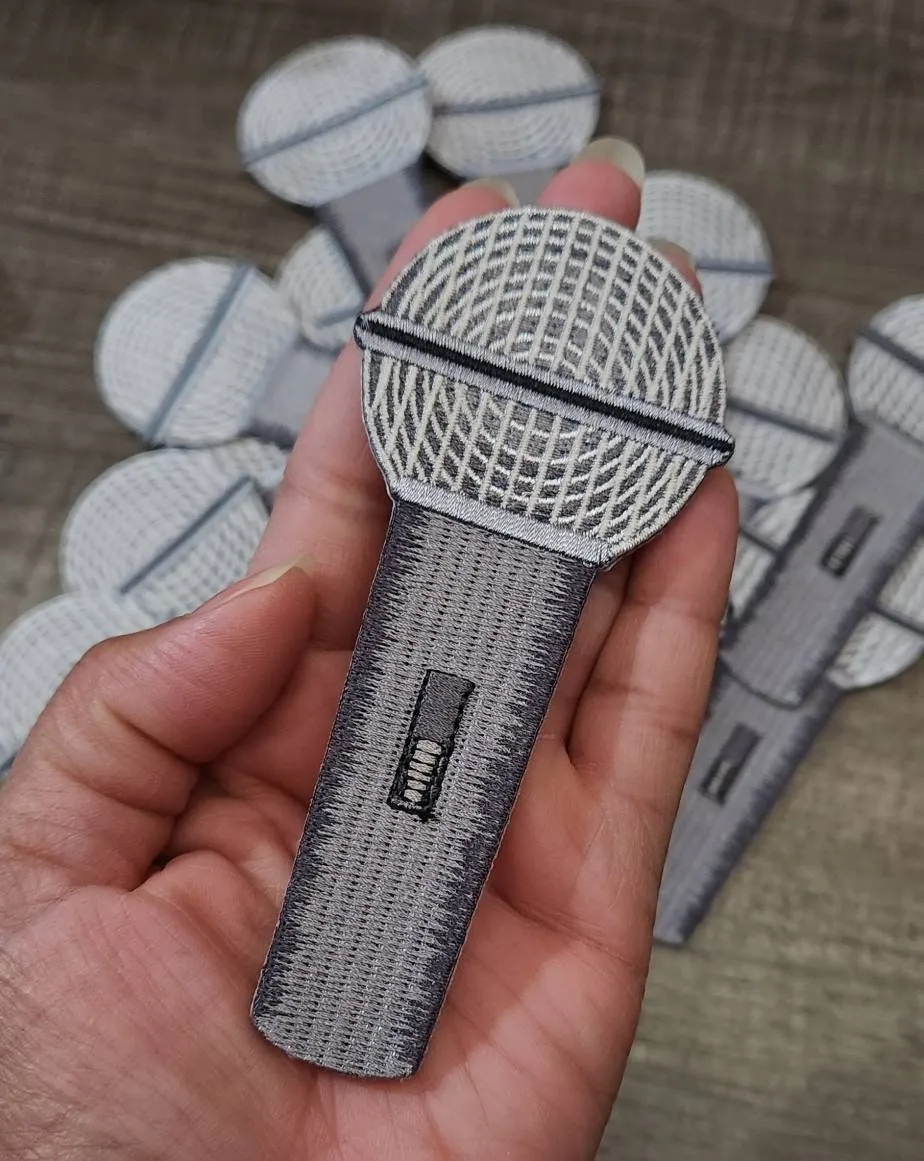 Rock the Mic with our 100% Embroidered Iron-On "Microphone Patch", Size 4.5" Music Lovers Patch, DIY Patch for Jackets, Hats, Crocs, & More