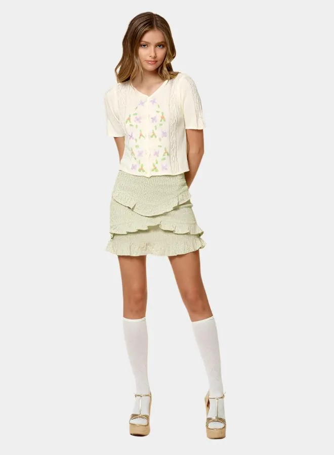 Ruffle Printed Mini Skirt