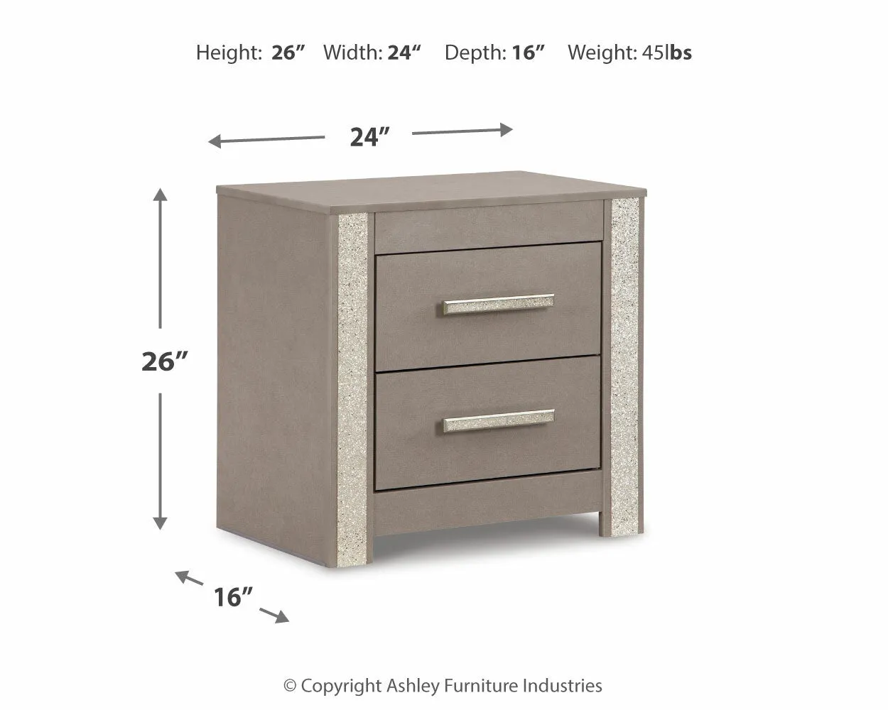 Surancha Queen Panel Bed with Mirrored Dresser, Chest and Nightstand in Gray