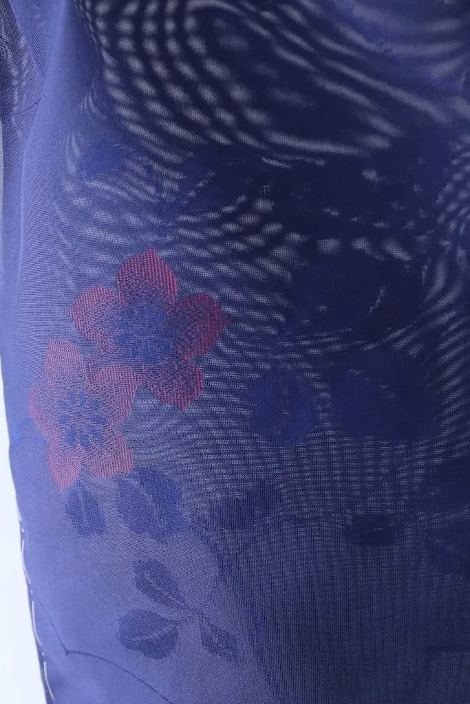 Vintage Navy & Red Floral Kimono Robe