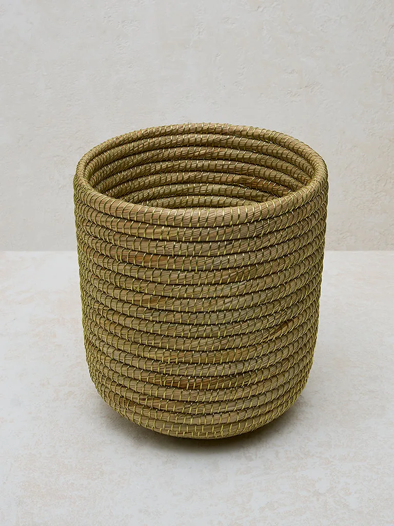 Westside Home Beige Woven Lurex Planter- Large