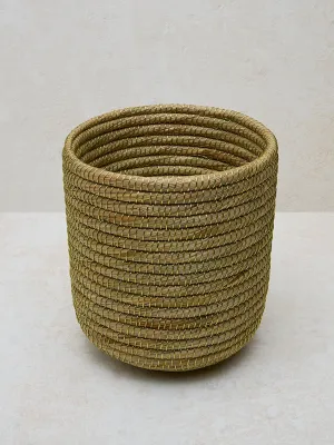 Westside Home Beige Woven Lurex Planter- Large