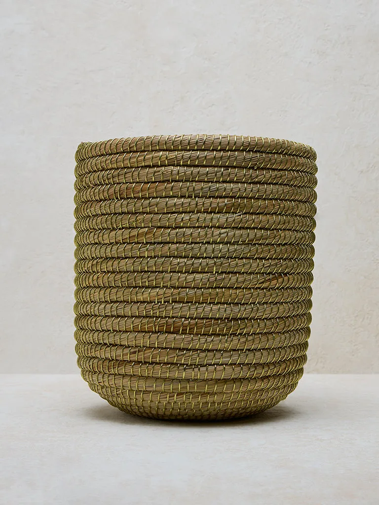 Westside Home Beige Woven Lurex Planter- Large