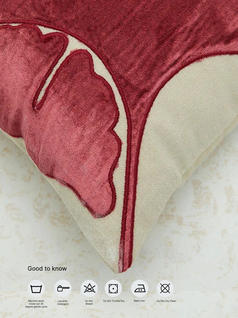 Westside Home Maroon Floral Design Cushion Cover