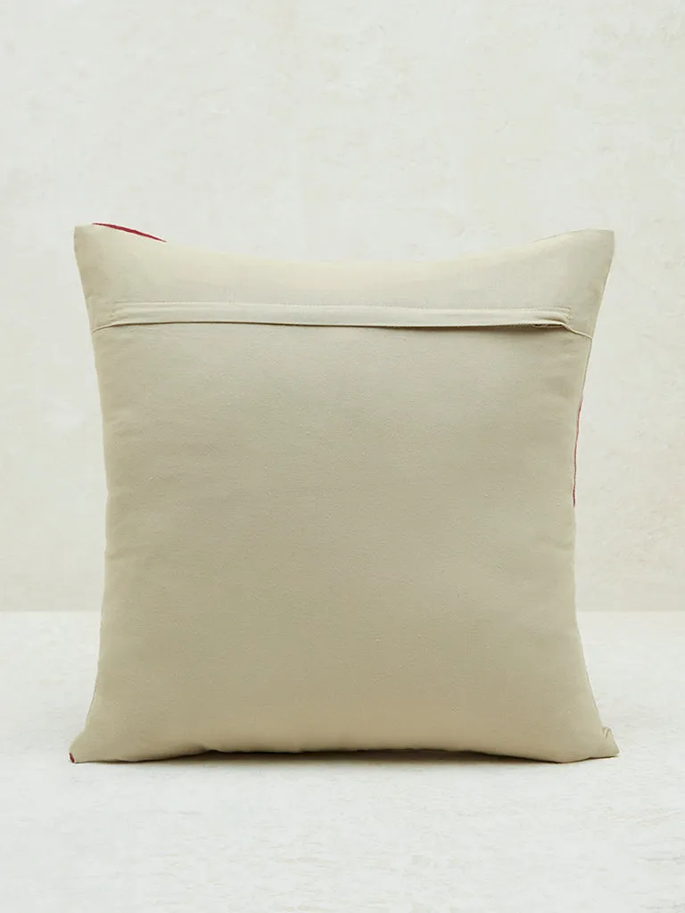 Westside Home Maroon Floral Design Cushion Cover