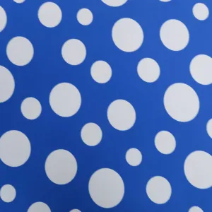 White Circles on Blue Printed Polyester Crepe