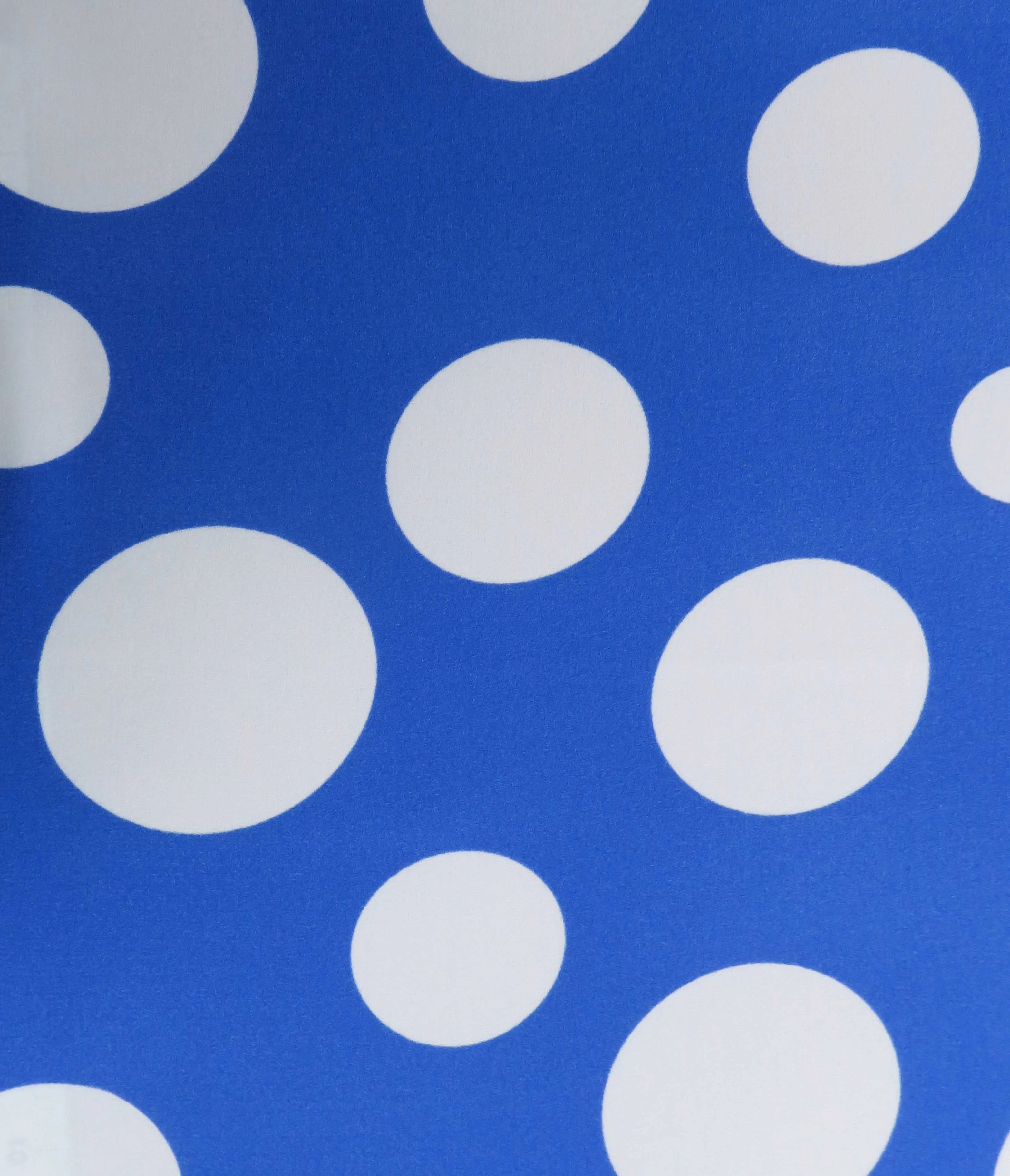 White Circles on Blue Printed Polyester Crepe