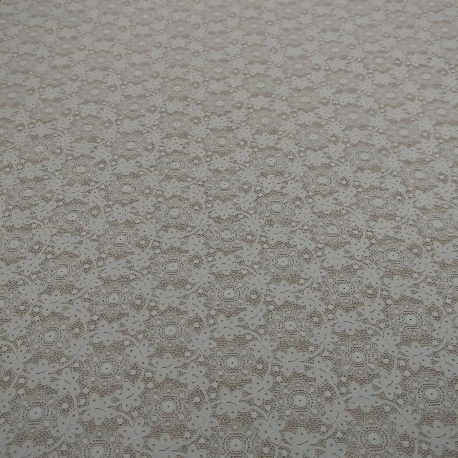 White Stretch Lace with Floral  Design Embroidered Fabric